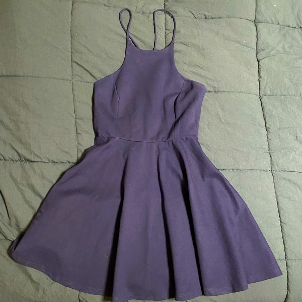 Blue backless skater dress